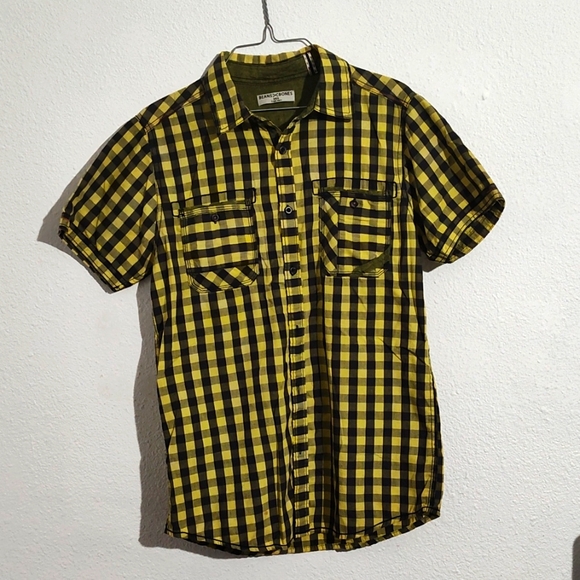 Small plaid yellow dress shirt - Picture 1 of 5